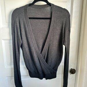 Grey Wrap Around Waffle Sweater